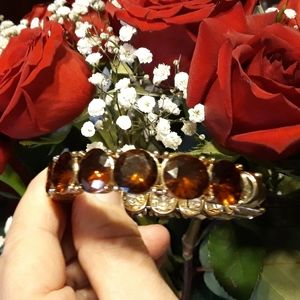 Gold + Amber Chunky Bangle Bracelet
